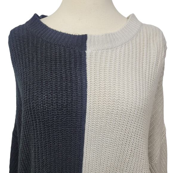 Sanctuary Colorblock Sweater Womens Small Black Gray Pullover Knit Crewneck Cozy - Picture 3 of 10
